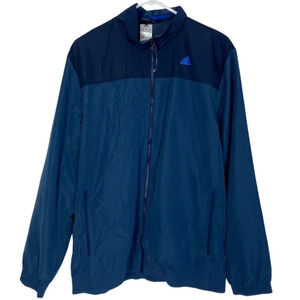 Adidas Windbreaker Jacket Mens Medium Navy Blue Long Sleeve Lightweight NWT New